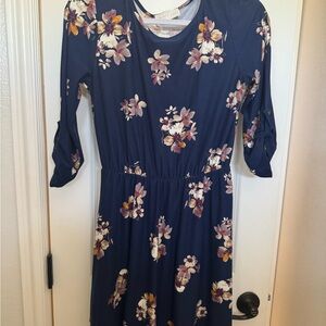 French Grey Blue Pink Raglan 3/4 Sleeve Sundress